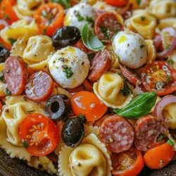 At the heart of this tortellini pasta salad is, of course, the cheese tortellini. These delightful little pasta pockets are traditionally filled with a mix of cheeses, which brings a creamy texture and rich flavor to the dish. When cooked properly, tortellini should have a tender yet slightly firm bite, known as al dente. This texture is crucial, as it allows the pasta to hold up well against the other ingredients and dressing without becoming mushy.