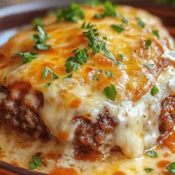 There’s something inherently comforting about a hearty casserole, particularly one that combines classic flavors in a delightful way. The Ultimate Cheesy Loaded Meatloaf Casserole is a dish that encapsulates the warmth of home cooking, making it perfect for family dinners or gatherings with friends. Imagine a rich and savory meatloaf, seasoned to perfection, enveloped in layers of gooey cheese, colorful vegetables, and zesty marinara sauce. This casserole not only satisfies the palate but also fills the kitchen with an inviting aroma that beckons everyone to the dinner table.