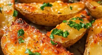 Crispy Baked Garlic Parmesan Potato Wedges