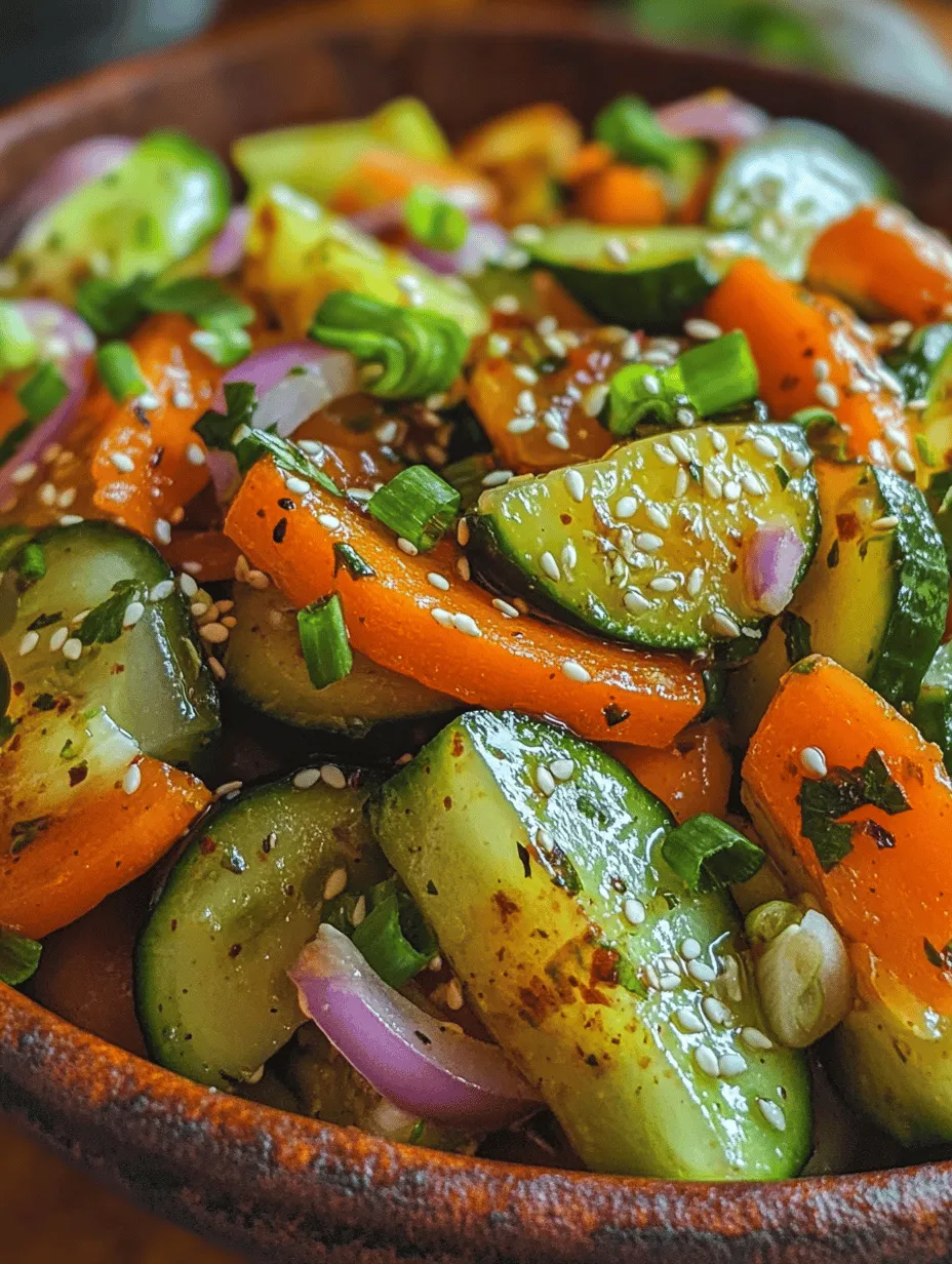 Cucumber salad is a beloved staple in many Asian cuisines, revered for its refreshing qualities and vibrant taste. It perfectly embodies the essence of summer, providing a cool, crisp contrast to the warm weather. This dish has gained immense popularity not just for its flavor, but also for its versatility as a side dish that complements a wide range of meals. Whether it's served at summer gatherings, barbecues, or as a light meal on its own, the Crunchy Refreshing Asian Cucumber Salad stands out as a must-try recipe.