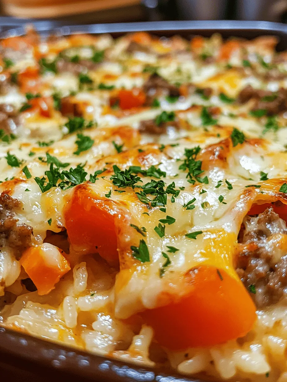 In the realm of comfort food, few dishes bring as much warmth and satisfaction as a hearty casserole. Among them, the Savory Cheesy Hamburger Rice Casserole stands out as a beloved family favorite. This dish combines the rich flavors of seasoned ground beef, creamy cheese, and fluffy rice, all baked to perfection in a single dish. Its inviting aroma wafts through the kitchen, promising a delightful meal that not only warms the body but also nourishes the soul.