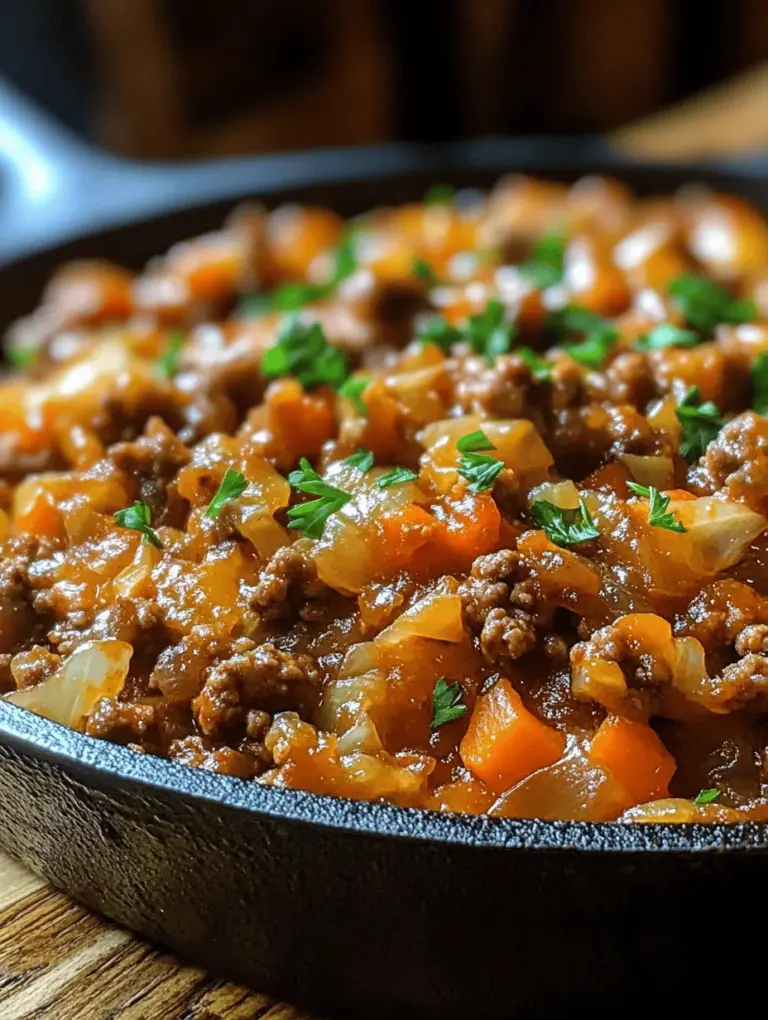 Hearty Cabbage and Ground Beef Skillet is a fantastic dish that embodies comfort food at its finest. With its robust flavors and filling ingredients, this recipe has become a staple in many households. The combination of tender ground beef, crunchy cabbage, and a medley of vegetables creates a satisfying meal that is not only delicious but also extremely convenient to prepare. Whether you're looking for a quick weeknight dinner or a nutritious dish to serve to family and friends, this skillet meal checks all the boxes.