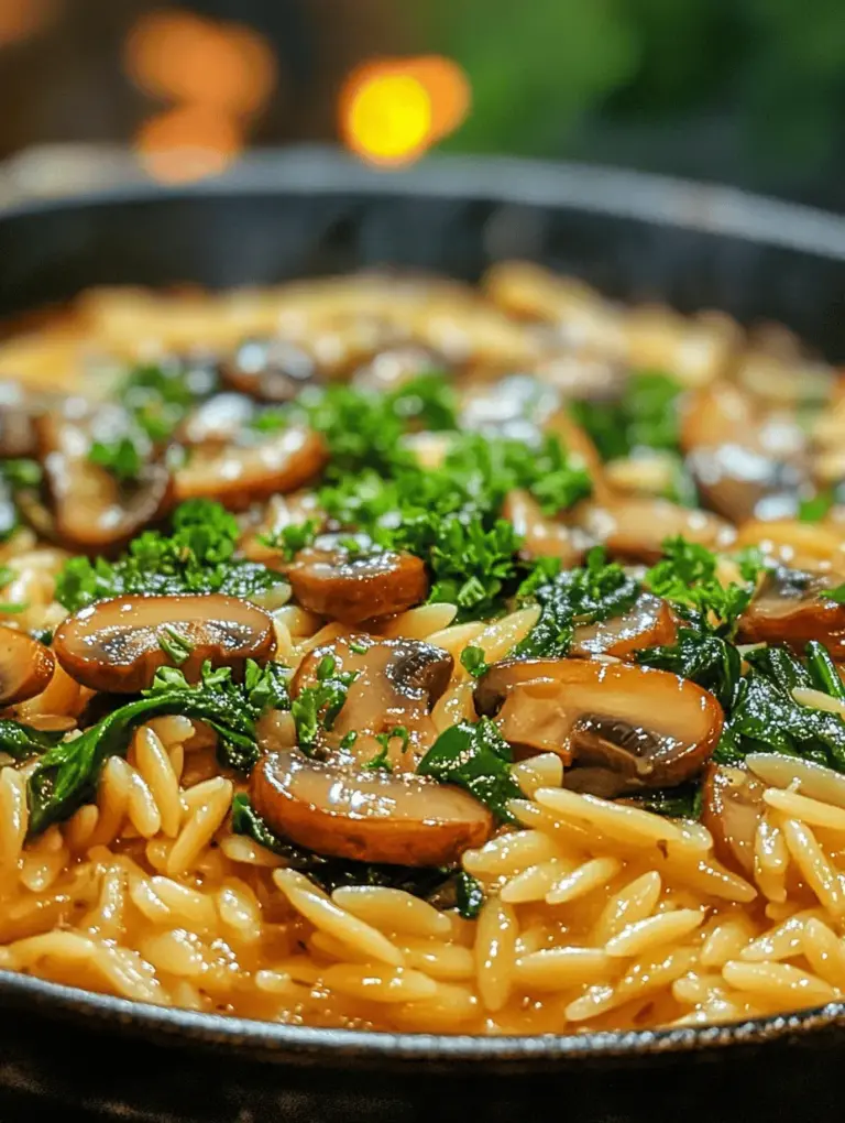 In the world of comforting pasta dishes, few recipes can rival the delightful combination of spinach and mushrooms nestled within tender orzo. The "Spinach Mushroom Orzo Delight" is not only a feast for the senses but also a wholesome meal that's perfect for any time of the year. This creamy dish brings together earthy flavors and vibrant colors, making it a visually appealing option for family dinners or casual gatherings with friends. What sets this dish apart is its balance of taste and nutrition, allowing you to indulge without the guilt.