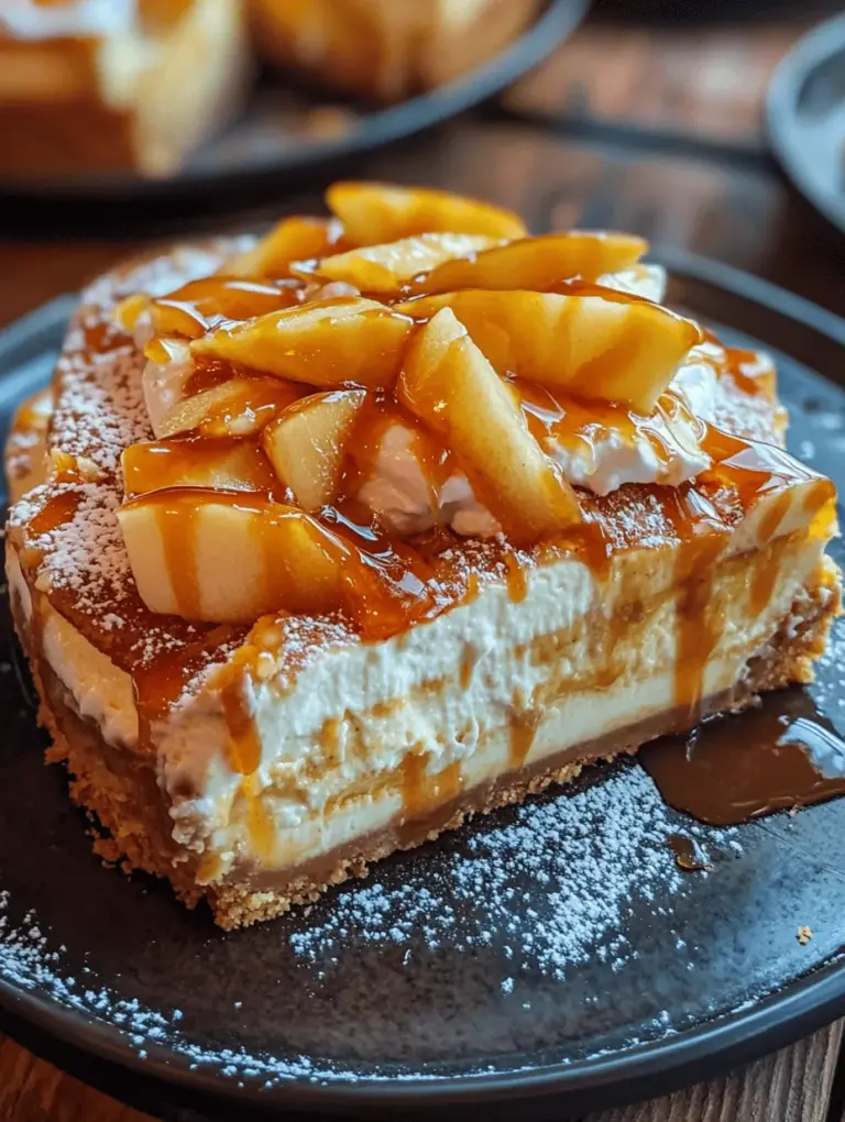 If you are seeking a dessert that combines the comforting flavors of classic apple pie with the richness of creamy cheesecake, look no further than the Salted Caramel Apple Pie Cheesecake. This delightful treat encapsulates a perfect harmony of tastes and textures—smooth and velvety cheesecake, tart and juicy apples, and a luxurious drizzle of salted caramel that brings everything together. It's a dessert that not only tantalizes the taste buds but also serves as a feast for the eyes, making it an ideal centerpiece for special occasions, holidays, or family gatherings.