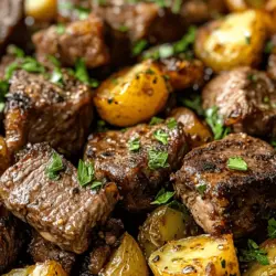 If you're looking for a dish that combines tenderness, rich flavors, and satisfying textures, look no further than Sizzling Garlic Butter Steak Bites and Potatoes. This mouthwatering recipe seamlessly marries succulent steak bites with crispy, golden potatoes, all enveloped in a lush garlic butter sauce that elevates every bite. Whether you’re planning a cozy weeknight dinner, a special occasion, or a gathering with friends and family, this dish is versatile enough to impress any crowd.