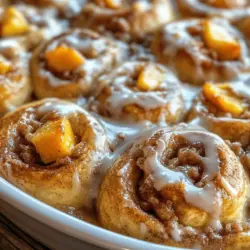 Indulging in a warm, gooey, and sweet pastry is one of life’s simple pleasures, and what could be more delightful than Peach Cobbler Cinnamon Rolls? This mouthwatering recipe merges two beloved comfort foods into one heavenly treat, making it a perfect option for both dessert enthusiasts and breakfast lovers alike. Imagine the soft, fluffy dough of a traditional cinnamon roll, generously swirled with a luscious peach filling, and topped off with a rich cream cheese glaze. It’s a combination that promises to satisfy your cravings and elevate any meal.