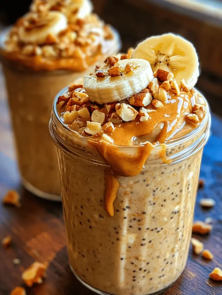 Discover the delightful world of overnight oats with our Peanut Butter Banana Bliss Overnight Oats recipe. This nourishing breakfast is not only simple to prepare but also packed with flavor and nutrients. Perfect for busy mornings, this recipe combines the natural sweetness of banana, the rich creaminess of peanut butter, and the wholesome goodness of oats, making it a satisfying choice to kickstart your day. Overnight oats have gained popularity due to their convenience and versatility; they can be prepared in advance and stored in the refrigerator, allowing you to enjoy a quick, healthy meal on the go.