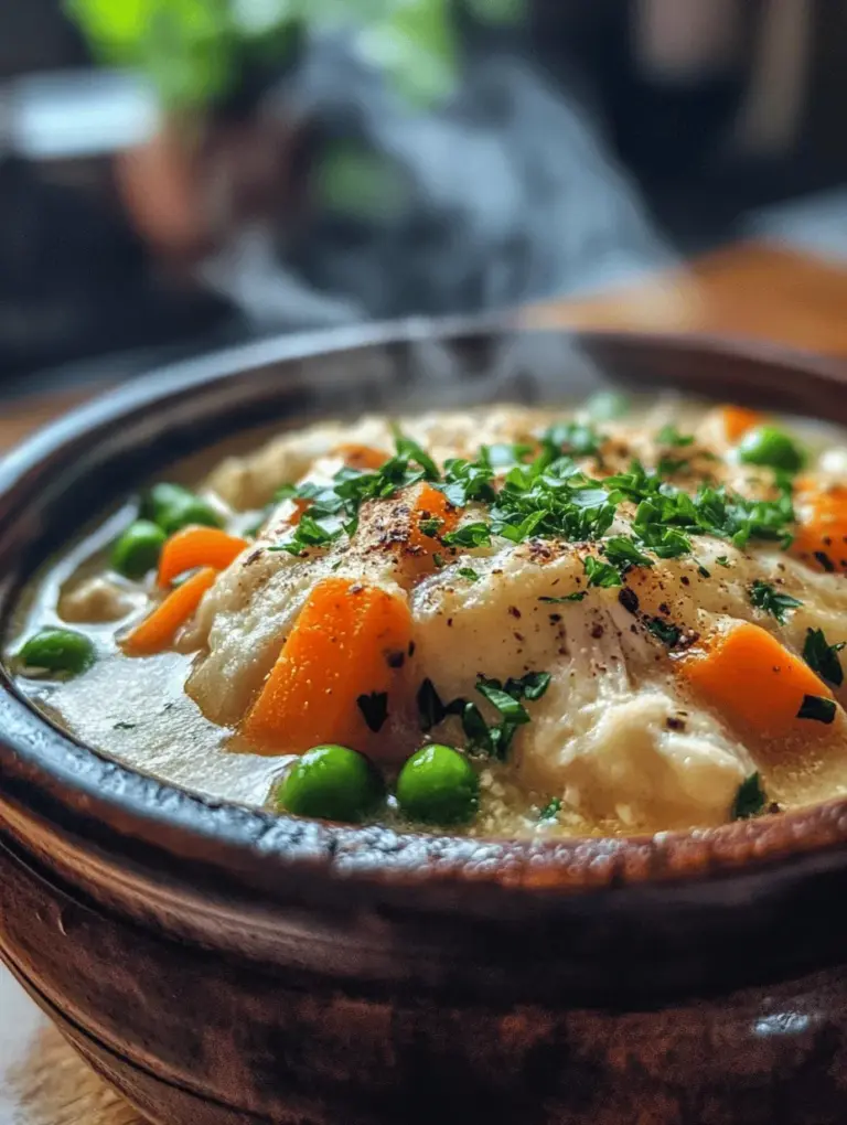 What makes this Cozy Chicken Pot Pie Soup so appealing? First and foremost, it captures the essence of classic chicken pot pie without the fuss of a crust. It’s a dish that invites you to gather around the table with loved ones, sharing stories and laughter over a steaming bowl. The combination of tender chicken and fresh vegetables creates a symphony of flavors that soothe and satisfy. Furthermore, the creamy broth is not only indulgent but also rich in nutrients, thanks to the fresh ingredients that contribute to the overall healthfulness of the dish.