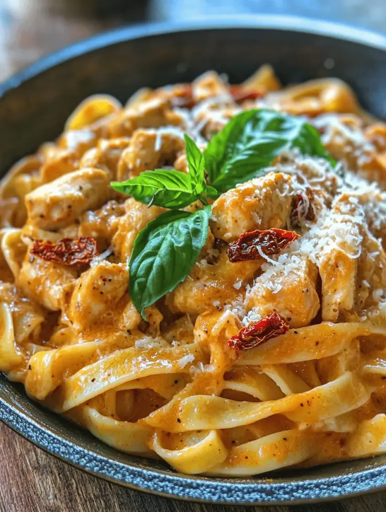 If you're searching for a dish that embodies comfort and culinary sophistication, look no further than creamy sun-dried tomato chicken pasta. This delightful recipe combines tender pieces of chicken, al dente pasta, and a sumptuous sauce that is both rich and vibrant. The standout ingredient, sun-dried tomatoes, adds an irresistible depth of flavor and a pop of color, making this dish not just a feast for the palate but also a visual delight.