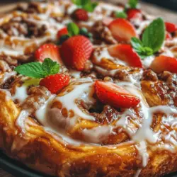 The delightful fusion of flavors in Strawberry Cheesecake Cinnamon Rolls has taken the culinary world by storm, offering a sweet twist to traditional cinnamon rolls. Imagine soft, fluffy dough rolled with a luscious cheesecake filling and swirled with the sweetness of strawberries, all enhanced by a hint of cinnamon. This recipe is perfect for those who want to elevate their breakfast game or indulge in a dessert that feels both comforting and sophisticated.