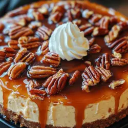 Pecan pie cheesecake is a beloved dessert that masterfully combines the creamy richness of traditional cheesecake with the comforting, nutty flavors of classic pecan pie. This unforgettable fusion offers a unique experience that brings together two of America’s favorite desserts into one spectacular dish. The result is an indulgent cheesecake crowned with a crunchy layer of pecans, caramelized sugar, and warm spices, creating the perfect harmony of textures and flavors that will delight any dessert lover.