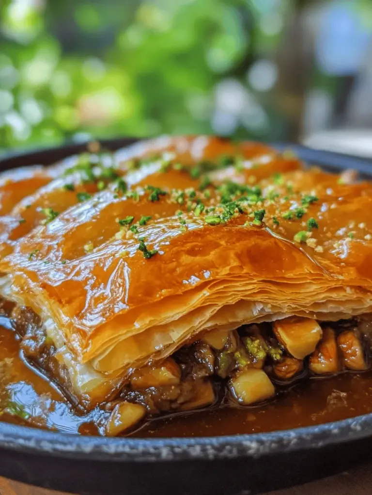 Baklava is a dessert that transcends borders, beloved in various cultures across the Middle East, Mediterranean, and beyond. With its delicate layers of phyllo dough, rich nut filling, and sweet syrup, this treat has earned a place in the hearts and stomachs of many. Among the myriad variations, Golden Honey Nut Baklava stands out, boasting a unique flavor profile that combines the sweetness of honey with the earthy richness of nuts. Each bite offers a delightful crunch followed by a syrupy finish, creating a textural symphony that is both satisfying and indulgent.