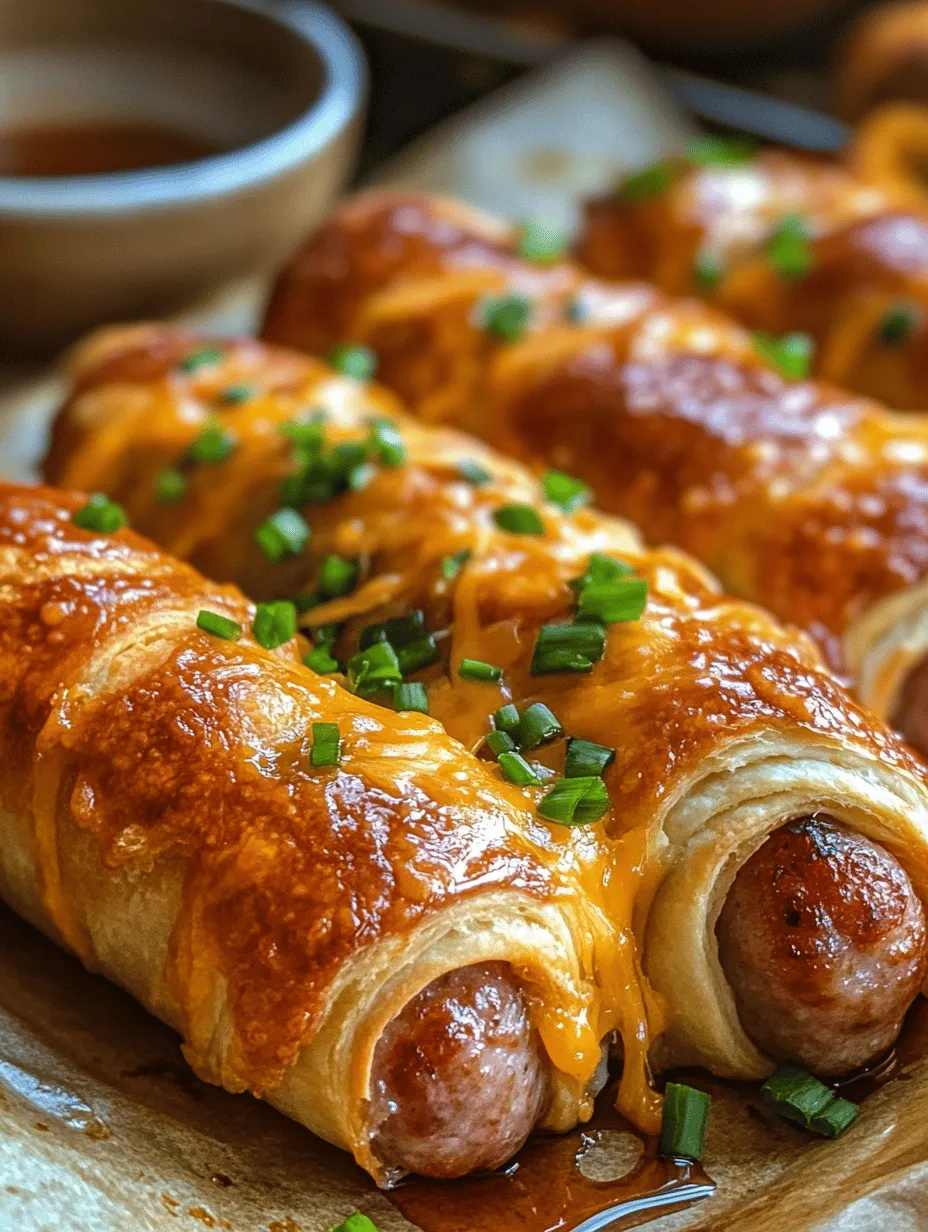 Pigs in a Blanket have long been a beloved treat, often associated with casual dining and festive gatherings. Traditionally made with cocktail sausages wrapped in biscuit or pastry dough, these bite-sized delights have captured the hearts and taste buds of many. However, this recipe takes the classic concept and gives it a delicious twist by incorporating breakfast sausages, melty cheese, and a hint of spices to elevate the flavor profile. Perfect for a family breakfast or brunch gathering, these Yummy Breakfast Pigs in a Blanket are not just a meal; they are a fun and interactive experience that encourages everyone to dig in.