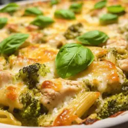 The appeal of this pasta bake lies in its perfect blend of flavors and textures. The creamy sauce envelops the pasta, chicken, and vegetables, creating a delightful contrast that is both indulgent and nourishing. The pesto adds a burst of fresh, herbal flavor that elevates the dish, while the broccoli provides a satisfying crunch and a dose of nutrients. This recipe is versatile, allowing you to customize it by adding your favorite ingredients or adjusting the level of creaminess to suit your taste.