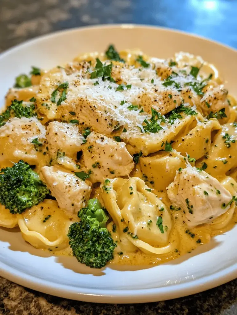 If you’re searching for a comforting and delicious meal that’s perfect for a weeknight dinner, look no further than Creamy Garlic Parmesan Tortellini with Chicken & Broccoli. This dish beautifully combines the rich, savory flavors of garlic and Parmesan cheese with the tender, delightful texture of tortellini, creating a truly indulgent experience. The creamy sauce envelops each bite, making it a favorite among both kids and adults.