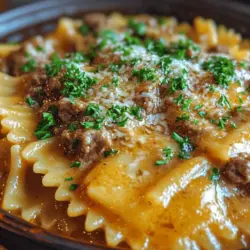 Creamy Beef and Bowtie Pasta is a dish that beautifully marries rich flavors with comforting textures, making it an irresistible choice for family dinners or weeknight meals. This recipe features tender bowtie pasta enveloped in a luscious cream sauce, accompanied by seasoned ground beef that brings a hearty satisfaction to every bite. With its creamy consistency and savory notes, this dish is perfect for those looking to indulge in a filling yet uncomplicated meal.