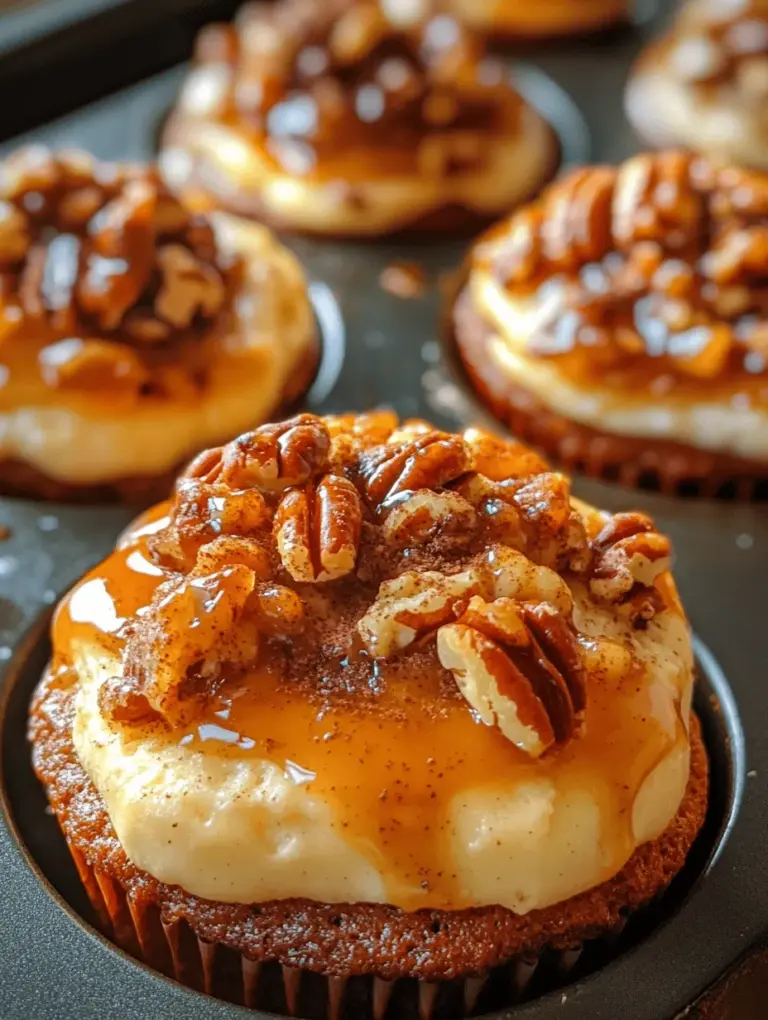 Pecan Pie Cupcakes are the perfect embodiment of culinary creativity, marrying the rich, nutty flavors of traditional pecan pie with the convenience and fun of a cupcake. These delightful treats not only capture the essence of a classic dessert but also present it in a format that's easy to serve and enjoy. Imagine biting into a moist cupcake topped with a luscious, gooey pecan filling, all while savoring the comforting taste of warm spices and toasted nuts. Whether you're celebrating a holiday, hosting a casual get-together, or just indulging in a sweet craving, Pecan Pie Cupcakes are sure to impress.