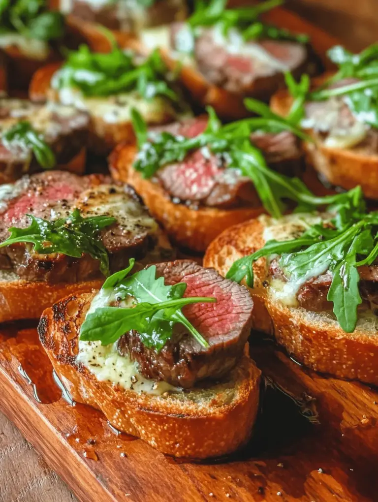 Gourmet Beef Tenderloin Crostini with Creamy Parmesan Sauce is an exquisite appetizer that elevates any special occasion into a truly memorable dining experience. This dish beautifully marries the succulent tenderness of perfectly cooked beef with the satisfying crunch of crispy baguette, all while being draped in a rich, creamy Parmesan sauce that adds a layer of indulgence. Whether you are hosting an elegant dinner party, celebrating a milestone, or simply wanting to impress your loved ones, this recipe is sure to make a lasting impression.