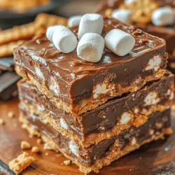 S'mores Fudge Bars are an irresistible treat that beautifully combines the classic flavors of a beloved campfire dessert into a convenient and delightful bar form. These bars are a chocolate lover's dream, offering the perfect blend of sweetness, gooeyness, and crunch. With a rich fudge base, a crispy graham cracker crust, and the iconic gooey marshmallows on top, S'mores Fudge Bars not only tantalize the taste buds but also evoke a sense of nostalgia, transporting us back to summer nights spent around the campfire, sharing stories and laughter with friends and family.