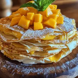 Welcome to the world of tropical indulgence with our delightful Mango Crepe Cake! This visually stunning dessert, with its delicate layers of thin crepes and luscious mango filling, is sure to impress both your taste buds and your guests. The Mango Crepe Cake combines the elegance of French patisserie with the vibrant, sweet flavors of tropical mangoes, making it a perfect centerpiece for any celebration or a simple treat for yourself.