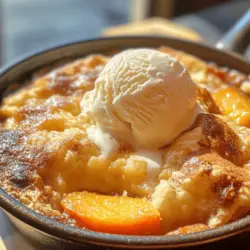 Peach cobbler is a classic dessert that captures the essence of summer with its juicy, sun-ripened peaches enveloped in a buttery, flaky crust. This delightful dish is not just a treat for the taste buds; it’s a nostalgic experience that evokes memories of family gatherings, barbecues, and the warm, comforting aroma wafting from the oven. As the sweetness of the peaches melds with the rich, golden crust, every bite becomes a celebration of seasonal fruits, reminding us of the simple pleasures of life.