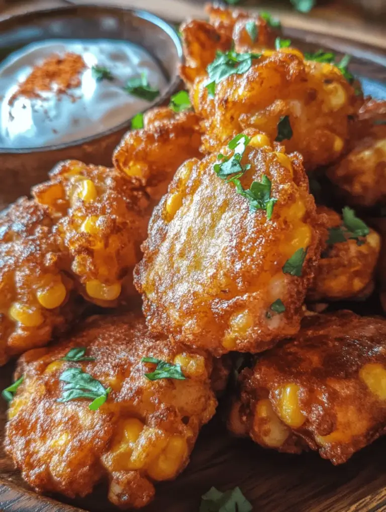 Discover the delightful world of crispy corn fritters, a versatile dish that perfectly combines fresh flavors and satisfying textures. These golden-brown morsels are not only visually appealing but also boast a deliciously crispy exterior that encases tender kernels of corn, making each bite a joyous experience. Whether you're looking for a tasty appetizer to kick off a gathering, a side dish that complements your main course, or a light meal that can be whipped up in no time, these easy-to-make corn fritters will impress your family and friends.