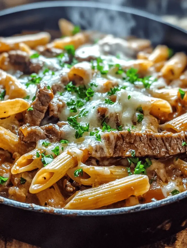 In today’s fast-paced world, the concept of one-pot meals has surged in popularity, appealing to home cooks and busy families alike. These meals are not only a time-saver but also a convenient way to enjoy a variety of flavors without the hassle of multiple pots and pans. One such standout recipe is the One-Pot Philly Cheesesteak Pasta, a delightful fusion of classic flavors that combines the iconic Philly cheesesteak with the comforting goodness of pasta. This dish is perfect for busy weeknights, casual gatherings, or whenever you crave a hearty, satisfying meal without spending hours in the kitchen.