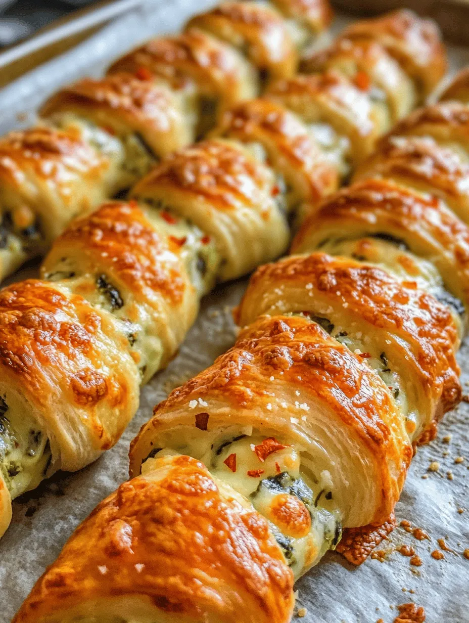 Flaky Parmesan and Spinach Cheese Twists are the epitome of comfort food, presenting a delightful blend of crispy texture, savory flavors, and a touch of gourmet flair. These delectable treats make for an irresistible appetizer or snack, perfect for any gathering, be it a casual family dinner, a festive holiday party, or an elegant soirée. The combination of golden, flaky puff pastry with a rich, cheesy filling creates a dish that is not only pleasing to the palate but also visually stunning.