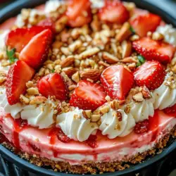 When it comes to delightful desserts that are both visually appealing and delicious, few can rival the charm of a No-Bake Strawberry Crunch Cheesecake. This dessert has gained immense popularity among dessert lovers and home bakers alike, and it's easy to understand why. With its vibrant colors, luscious flavors, and creamy texture, this cheesecake not only satisfies your sweet tooth but also impresses at any gathering or celebration.