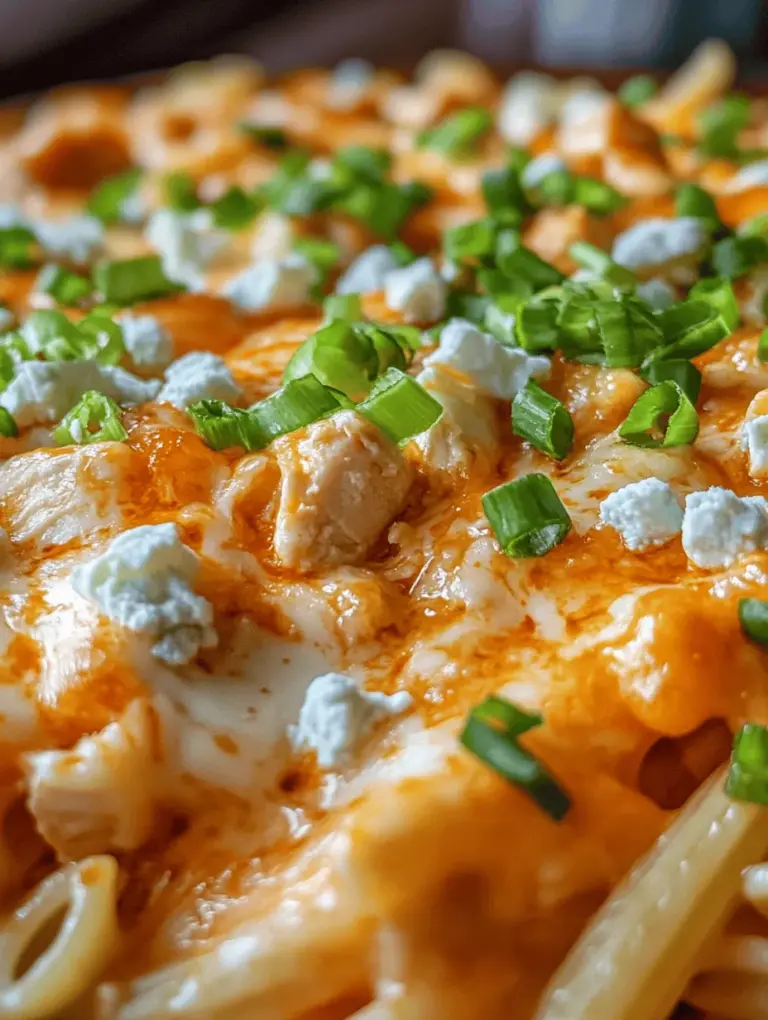 The origins of buffalo chicken can be traced back to Buffalo, New York, where it was first created as a bar snack in the 1960s. Since then, the tangy, spicy sauce has become a staple in American cuisine, appearing in everything from appetizers to main courses. By incorporating the classic buffalo flavors into a pasta dish, this recipe elevates the traditional concept of pasta night. The creamy texture of the sauce juxtaposed with the heat of the buffalo sauce creates a delightful contrast that tantalizes the taste buds.