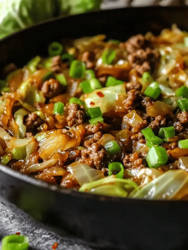 In today's fast-paced world, finding healthy and satisfying meals that are also quick to prepare can be a challenge. The Savory Low-Carb Cabbage and Beef Stir Fry not only meets those demands but also highlights the robust flavors of fresh ingredients. This delectable dish is an excellent choice for anyone looking to enjoy a hearty meal without compromising on nutrition. Featuring a delightful combination of ground beef, crisp cabbage, and aromatic spices, this stir fry is perfect for individuals following a low-carb lifestyle, as well as anyone seeking to incorporate more nutritious meals into their diet.