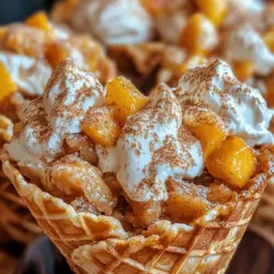 Imagine the warm, comforting flavors of traditional peach cobbler, but presented in a fun, portable cone that you can take anywhere. Welcome to the world of Peach Cobbler Stuffed Cones Delight! This creative dessert merges the beloved tastes of a classic Southern peach cobbler with the convenience of an ice cream cone, making it an ideal treat for summer gatherings, family picnics, or simply indulging on a cozy evening at home.