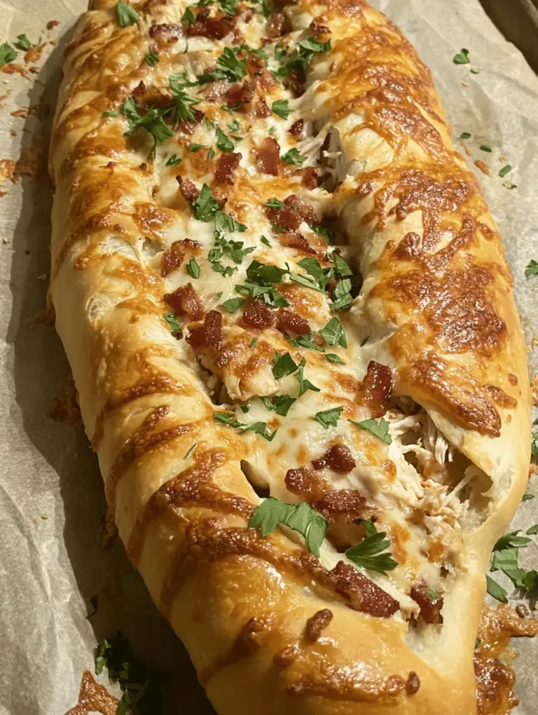 If you're looking for a dish that combines savory flavors with a delightful crunch, Chicken Bacon Ranch Stromboli is the answer. This mouthwatering dish merges the classic comfort of pizza with the hearty satisfaction of a stuffed bread roll, making it an ideal option for casual weeknight dinners, family gatherings, or even game day celebrations. The vibrant flavors of tender chicken, crispy bacon, gooey mozzarella cheese, and zesty ranch dressing come together harmoniously, creating a culinary experience that will delight your taste buds and leave you craving more.