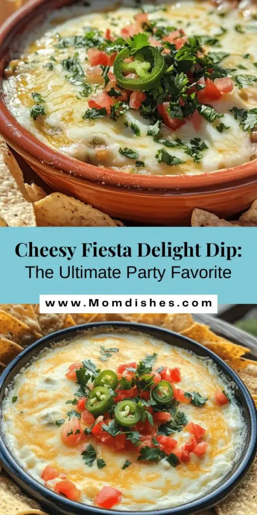 Make your next gathering unforgettable with Cheesy Fiesta Delight Dip! This creamy, flavorful dip combines melted Monterey Jack, sharp cheddar, and cream cheese, spiced up with jalapeños and fresh cilantro. Perfect with tortilla chips or veggie dippers, it’s the ultimate crowd-pleaser. Plus, customize it to your spice preference! Your guests will keep coming back for more. Get ready to dip into deliciousness! #CheesyDip #PartyAppetizer #GameDaySnacks #Dips #FoodieFavorites