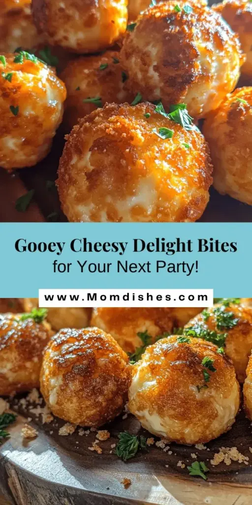 Looking for a crowd-pleasing snack? Cheesy Delight Bites are your answer! Packed with gooey cheese and perfectly crispy on the outside, these easy-to-make bites are the ultimate appetizers for any gathering. Quick to prepare and bursting with flavor, they cater to all taste preferences. Perfect for game nights, parties, or family dinners, serve them with your favorite dipping sauces for an irresistible treat. #CheesyDelightBites #SnackRecipe #PartyFood #Appetizers #ComfortFood #YummySnacks