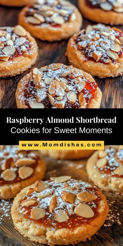 Indulge in the delightful flavors of Raspberry Almond Shortbread Cookies! This easy recipe blends rich almond extract with tart raspberry preserves, creating a perfect cookie that's both sophisticated and comforting. These melt-in-your-mouth treats are perfect for any occasion, from cozy gatherings to family celebrations. Enjoy the process of baking and the joy of sharing these beautiful cookies. Ideal for tea parties or a sweet afternoon snack! #Baking #ShortbreadCookies #RaspberryAlmond #HomemadeCookies #CookieRecipe #DessertIdeas