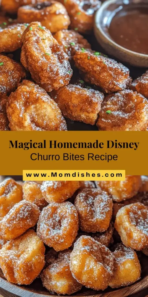 Bring the magic of Disney to your kitchen with this easy and delightful churro bites recipe! These bite-sized treats are crispy on the outside and fluffy on the inside, perfect for satisfying your sweet cravings. Whether for a family gathering or a cozy movie night, churro bites are a fun, customizable snack. Experience the joy of homemade goodness and share them with friends! #ChurroBites #DisneyFood #HomemadeTreats #SweetSnacks #BakingFun #EasyRecipes #DisneyMagic