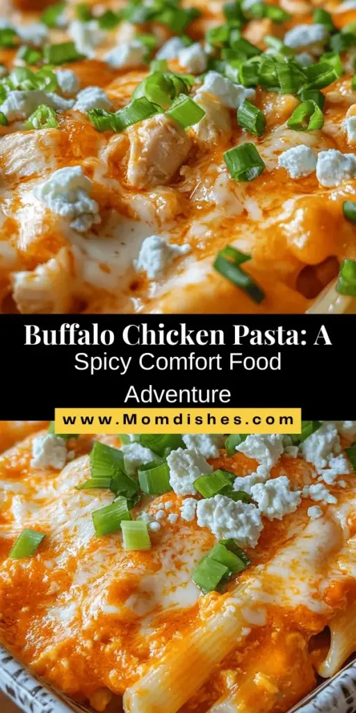 Indulge in the mouthwatering flavors of Buffalo Chicken Pasta Delight! This creamy dish fuses spicy buffalo chicken with tender pasta for a meal that’s perfect for any occasion. With options for customization to fit various dietary needs, everyone can enjoy this cozy, flavorful dish. Perfect for quick weeknight dinners or impressing guests, it's sure to become a favorite. Dive into a taste explosion today! #BuffaloChicken #PastaRecipe #ComfortFood #Foodie #Delicious #CookingIdeas