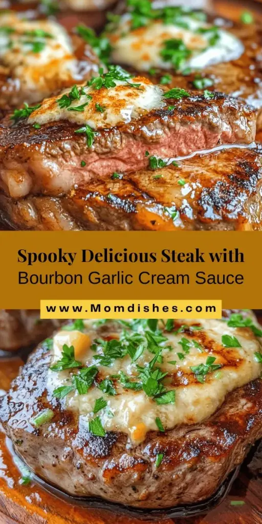 Elevate your dinner with this Irresistible Steak featuring a Haunted Bourbon Garlic Cream Sauce! This recipe combines the juicy richness of ribeye steak with a creamy, bourbon-infused sauce that’s perfect for any occasion, especially around Halloween. The unique flavors will impress your guests and delight your taste buds. Check out this culinary adventure and transform your steak night! #SteakRecipes #BourbonSauce #HalloweenDinner #CookingAtHome #GourmetCooking