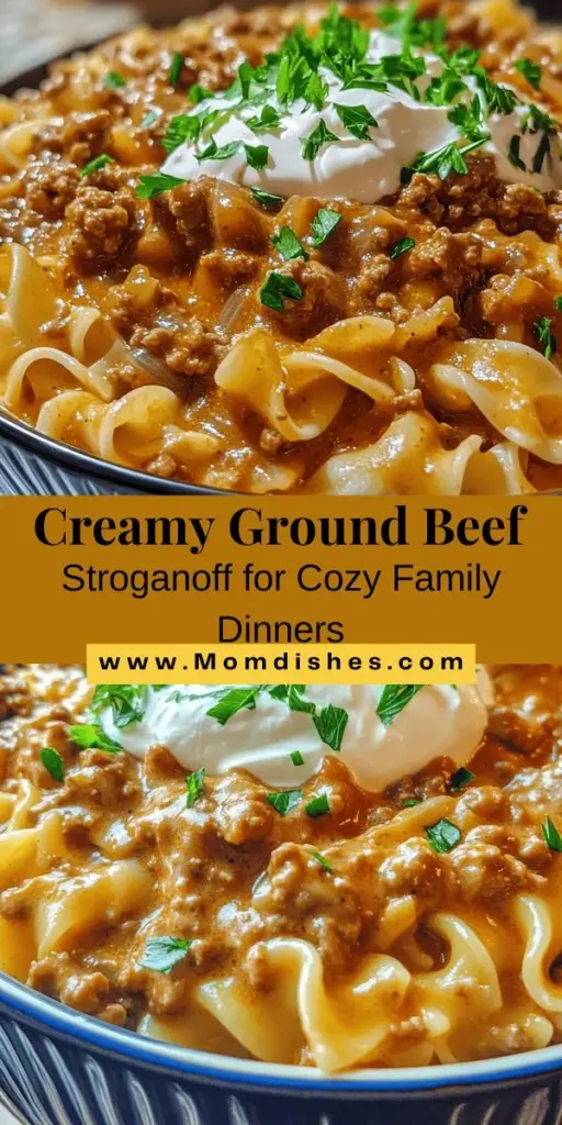 Discover the comfort of Creamy Dreamy Ground Beef Stroganoff, a classic dish that combines savory ground beef with a rich, creamy mushroom sauce served over tender egg noodles. Perfect for family dinners or cozy gatherings, this easy-to-make recipe is suitable for both novice and experienced cooks. Dive into the origins, variations, and a step-by-step guide to creating this beloved comfort food at home! #BeefStroganoff #ComfortFood #HomeCooking #RecipeIdeas #Foodie