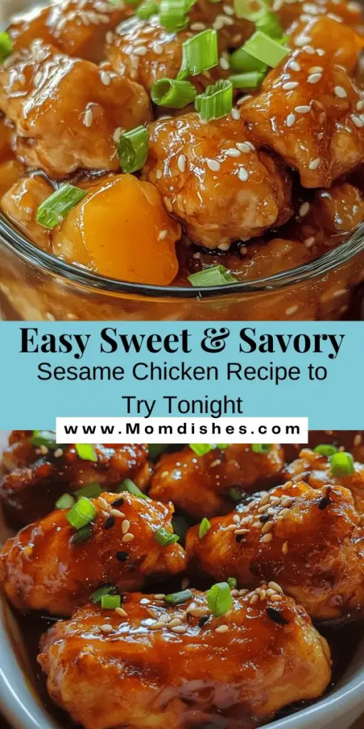 Discover the delicious balance of flavors in this Sweet & Savory Sesame Chicken recipe! This dish features tender, crispy chicken coated in a rich sesame sauce that combines sweet and savory notes. Perfect for family dinners or impressing guests, it's easy to make with simple ingredients. Serve it over rice or with stir-fried veggies for a satisfying meal. Dive into the recipe now and bring this takeout favorite to your kitchen! #SesameChicken #HomeCooking #EasyRecipes #DinnerIdeas #FoodLovers