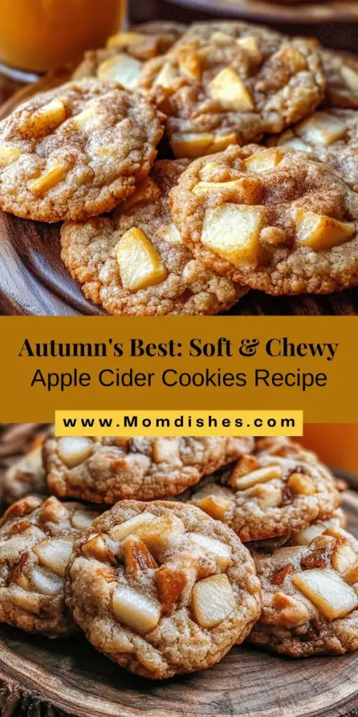 Indulge in the warmth of autumn with soft and chewy apple cider cookies! These delightful treats combine the essence of fall flavors with a unique chewy texture, making them perfect for cozy gatherings or as heartfelt gifts. With simple ingredients like apple cider, warm spices, and dried apples, each bite is a comforting reminder of the season. Embrace the joy of baking and share these delicious cookies with friends and family. #AppleCiderCookies #FallBaking #CozyTreats #AutumnFlavors #HomemadeDelights