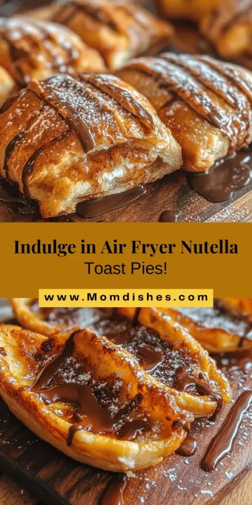 Craving a quick and delicious treat? Try making Nutella Toast Pies in your air fryer! This simple recipe combines the rich flavors of Nutella and cream cheese in a crispy, golden pastry. It's perfect for an indulgent snack or dessert that will impress your friends and family. Customize with different breads and fillings for a personal touch! Discover the joy of air frying today! #AirFryerRecipes #NutellaToastPies #EasyDesserts #HomemadeTreats #CookingAtHome #SweetSnacks