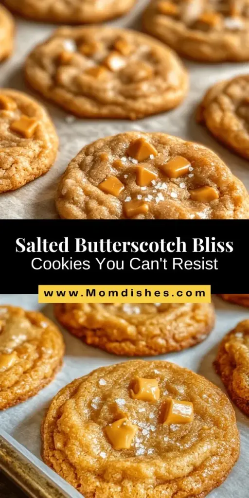 Discover the delightful world of baking with these Salted Butterscotch Bliss Cookies! Perfectly soft and chewy, these cookies feature rich butterscotch flavor enhanced by a touch of flaky sea salt. Perfect for gatherings or a sweet treat at home, this recipe combines baking science with heartwarming memories. Whether you’re a baking pro or a novice, join us on this tasty journey and create scrumptious cookies that everyone will love! #Baking #Cookies #Desserts #Butterscotch #SweetTreats #HomeBaking #CookieRecipe #Foodie