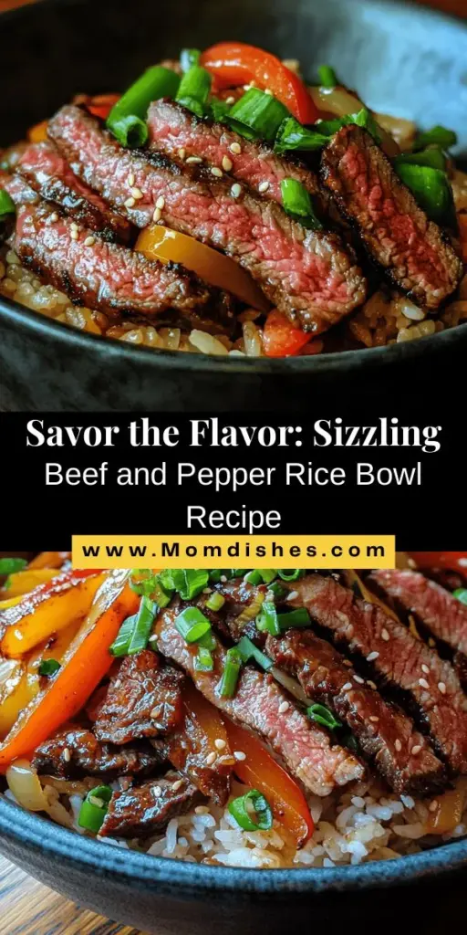 Discover the Sizzling Beef and Pepper Rice Bowl, a perfect meal for any occasion! This delightful dish blends tender beef, vibrant bell peppers, and fragrant rice, creating a flavor-packed experience. Ideal for busy weeknights or family dinners, this recipe is versatile enough to accommodate various dietary preferences. Dive into a world of savory umami, crunchy veggies, and fluffy rice that everyone will love! #BeefRiceBowl #FamilyDinner #EasyRecipes #YummyMeals #ComfortFood