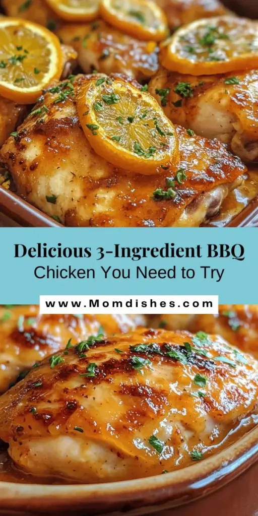 Looking for an easy weeknight dinner? Try this delicious 3-Ingredient Orange Marmalade BBQ Chicken recipe! Perfectly combining sweet orange marmalade with tangy BBQ sauce over juicy chicken, it’s a flavor explosion that’s ready in no time! Ideal for busy families, this dish simplifies meal prep without sacrificing taste. Customize it with your favorite sides and make it your own! #EasyDinner #BBQChicken #MealPrep #WeeknightMeals #CookingTips #FamilyFavorites