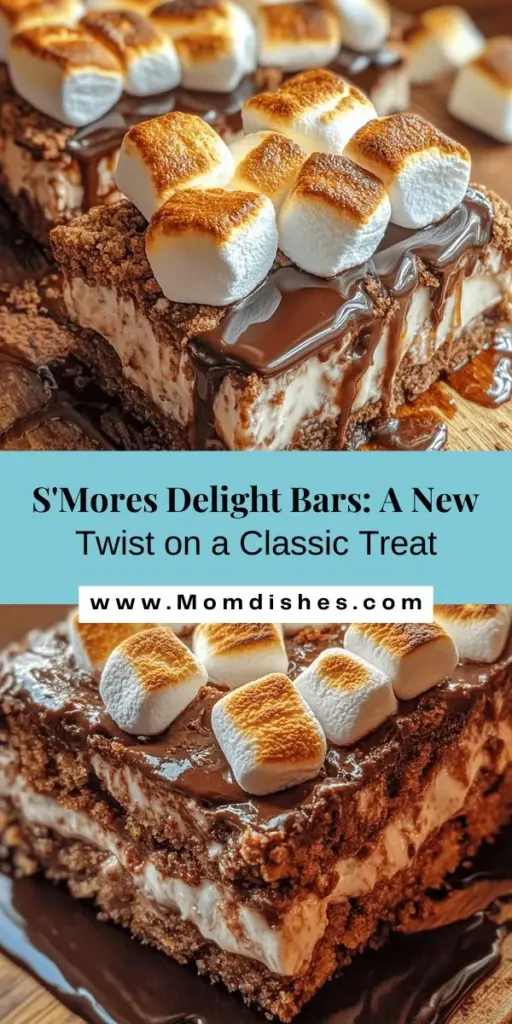 Discover the ultimate S'Mores Delight Bars, a delightful twist on a classic treat that brings the nostalgia of campfires right to your kitchen! These easy-to-make bars combine graham cracker crumbs, rich chocolate, and gooey marshmallows, creating a sweet indulgence perfect for gatherings or cozy family nights. Explore the deliciousness of S'Mores in a convenient bar form—everyone will be asking for 'some more'! #SMoresDelightBars #DessertRecipes #SweetTreats #BakingFun #EasyRecipes #NostalgicFlavors