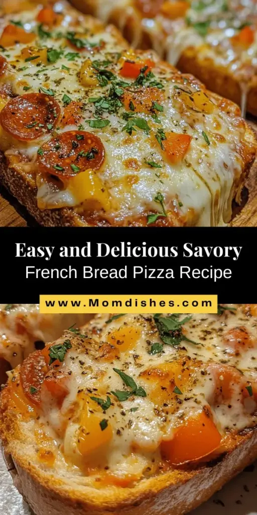 Discover the joy of making Savory French Bread Pizza, a quick and satisfying meal perfect for any occasion. This recipe allows you to customize your pizza with a variety of toppings, from classic pepperoni to fresh veggies, all on a delicious French bread base. It's easy to prepare and bake, making it ideal for busy weeknights or fun family cooking sessions. Enjoy the crispy, cheesy goodness that will delight everyone at your table.