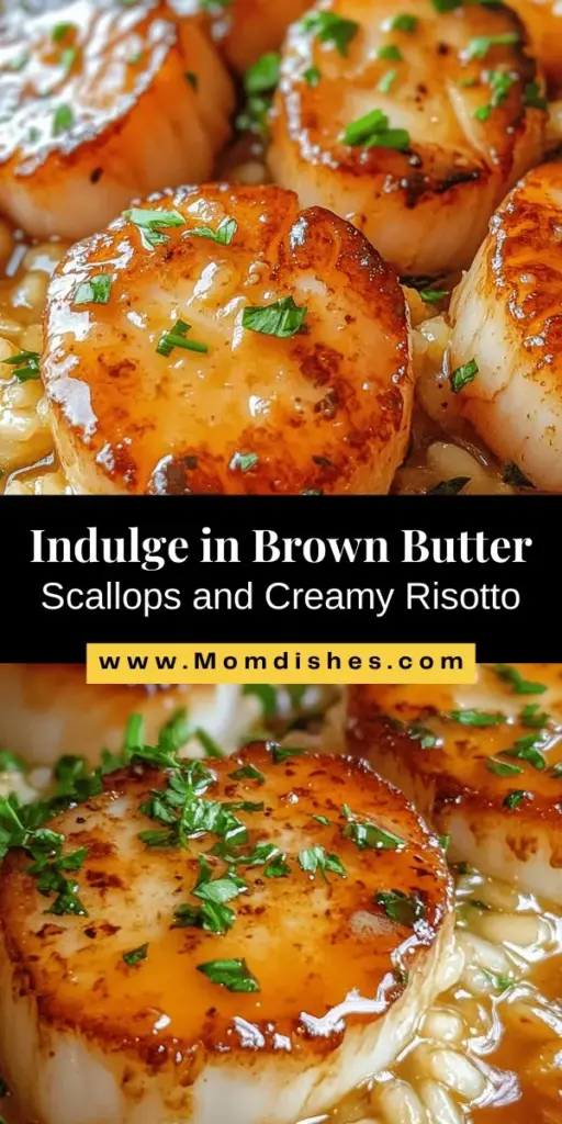 Indulge in the luxury of Brown Butter Scallops with Parmesan Risotto, where perfectly seared scallops meet creamy, rich risotto infused with nutty brown butter and tangy Parmesan. This dish strikes the ideal balance between textures and flavors, making it perfect for special occasions or cozy dinners. Impress your guests or treat yourself with this delicious combination! #Scallops #Risotto #GourmetCooking #DinnerParty #Foodie #EasyRecipes #HomeCooking