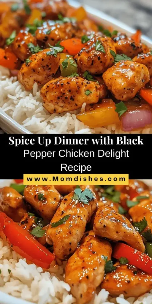 Dive into a flavor-packed culinary journey with Spicy Black Pepper Chicken Delight! This savory dish combines juicy chicken thighs with a spicy kick from black pepper, complemented by soy and oyster sauces. Perfect for any occasion, it's easy to prepare and customizable to suit your taste. Serve it over steamed jasmine rice or noodles for a satisfying meal. Give your taste buds a treat! #SpicyChicken #BlackPepperDelight #EasyRecipes #AsianCuisine #ComfortFood #HomeCooking